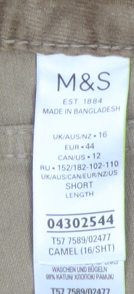Marks and Spencer Women’s Brown Corduroy Chino Trousers Size 16 Short