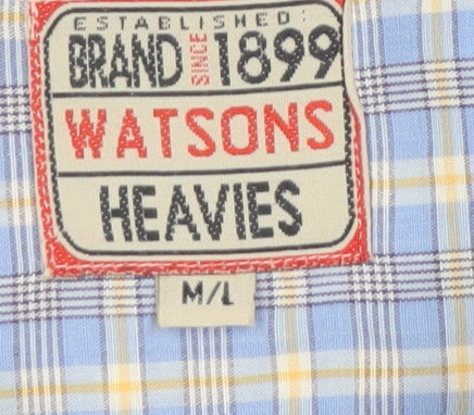 Watsons Heavies Men’s Blue Check Cotton Button-Up Shirt M