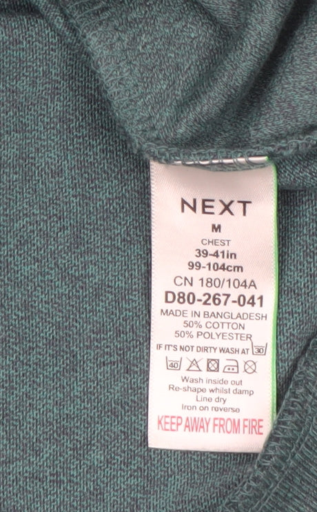 Next Men's Green 1/4 Zip Pullover Sweatshirt M Regular Fit
