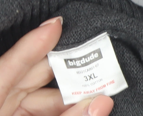 Bigdude Men’s Grey 3XL Cotton Button Cardigan Jumper
