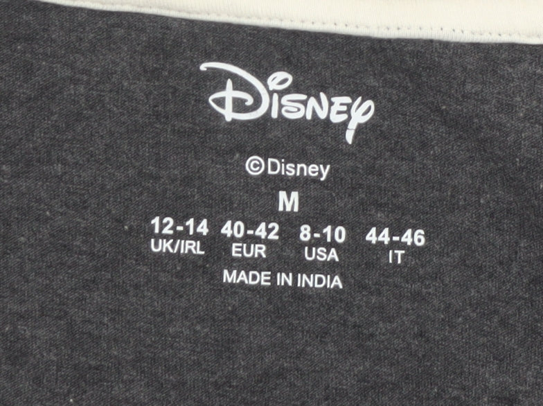 Disney Womens Grey Mickey Mouse Graphic T-Shirt Size M 12-14
