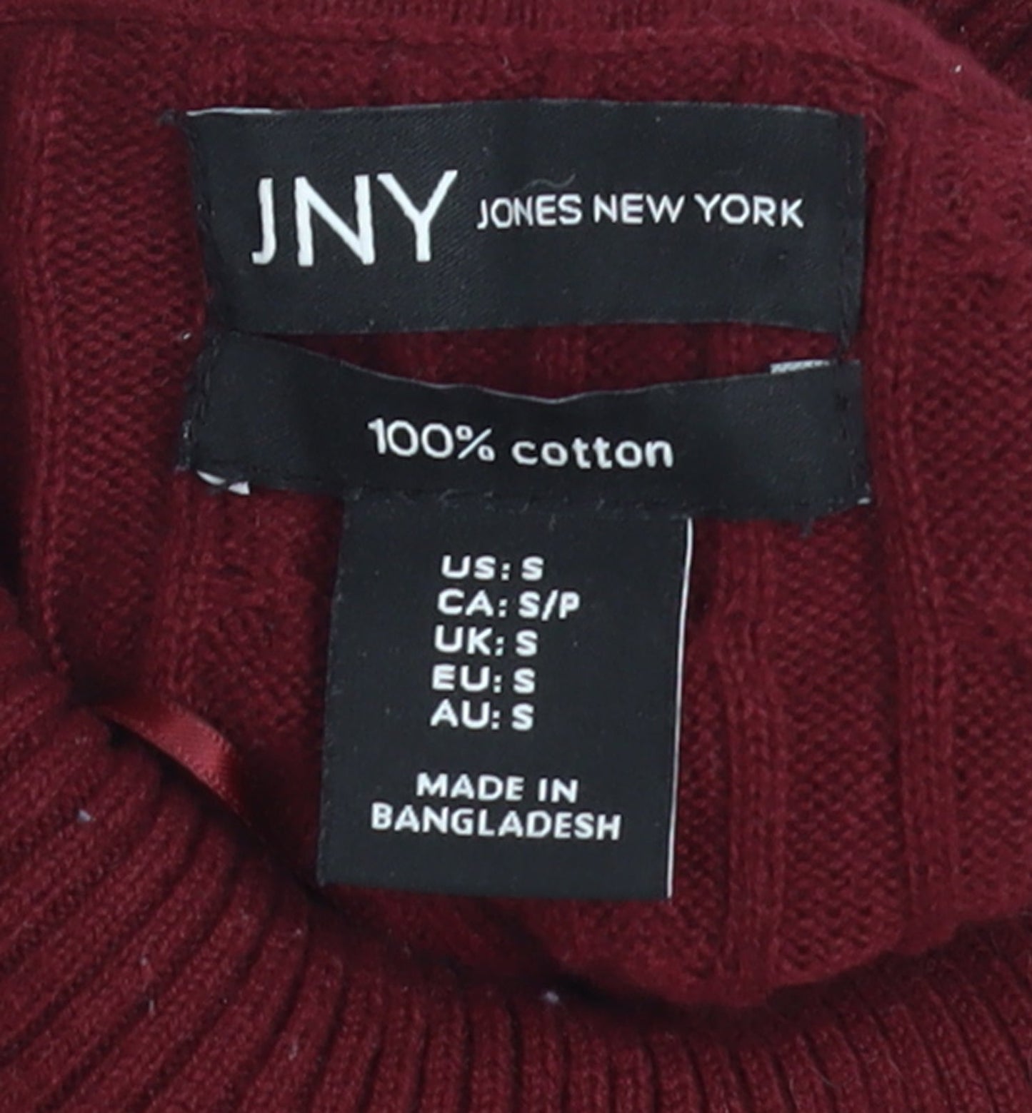Jones New York Womens Red Cotton Roll Neck Cable Knit Jumper Size S