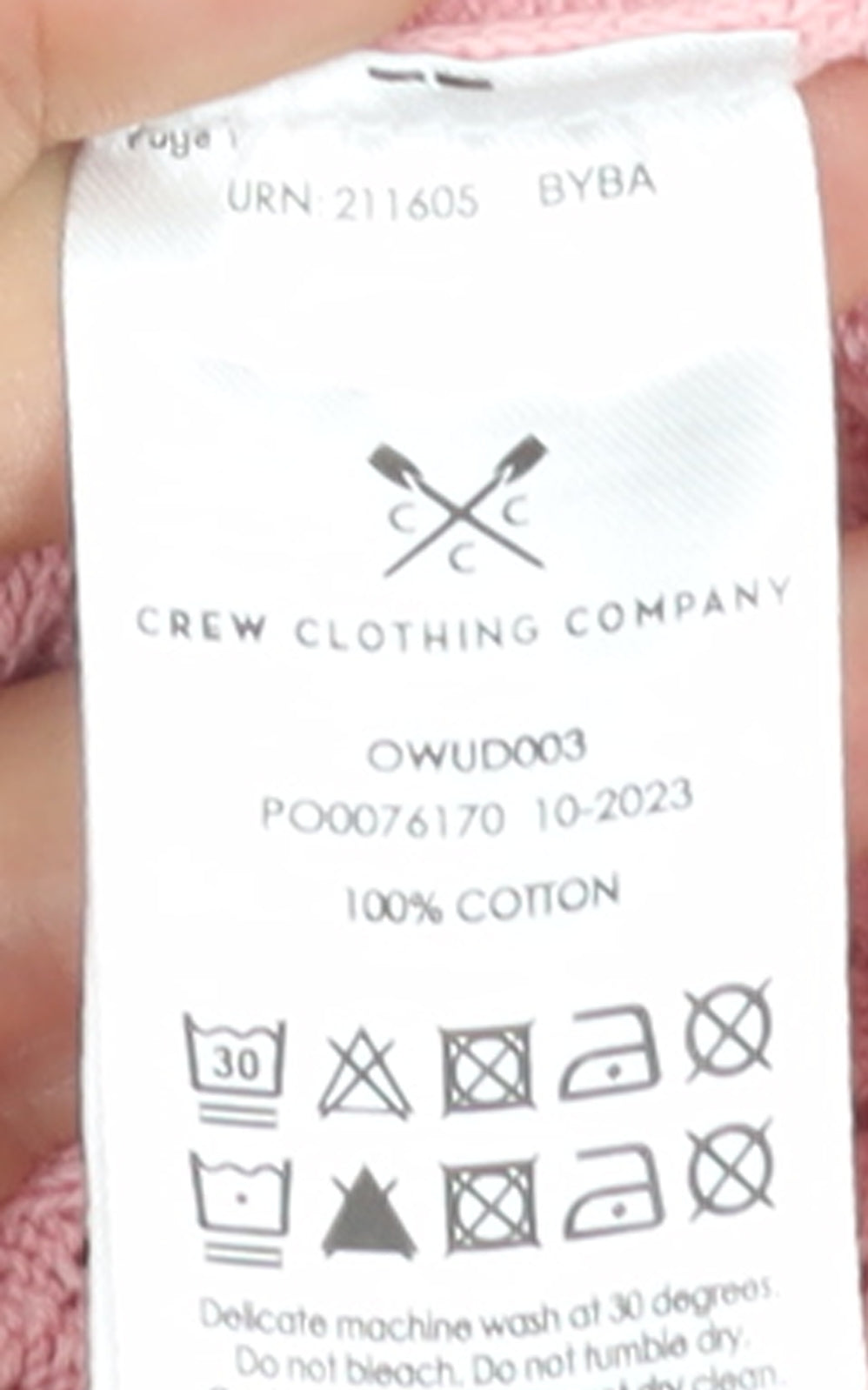 Crew Clothing Women’s Pink Cotton Cable-Knit Jumper Size 10