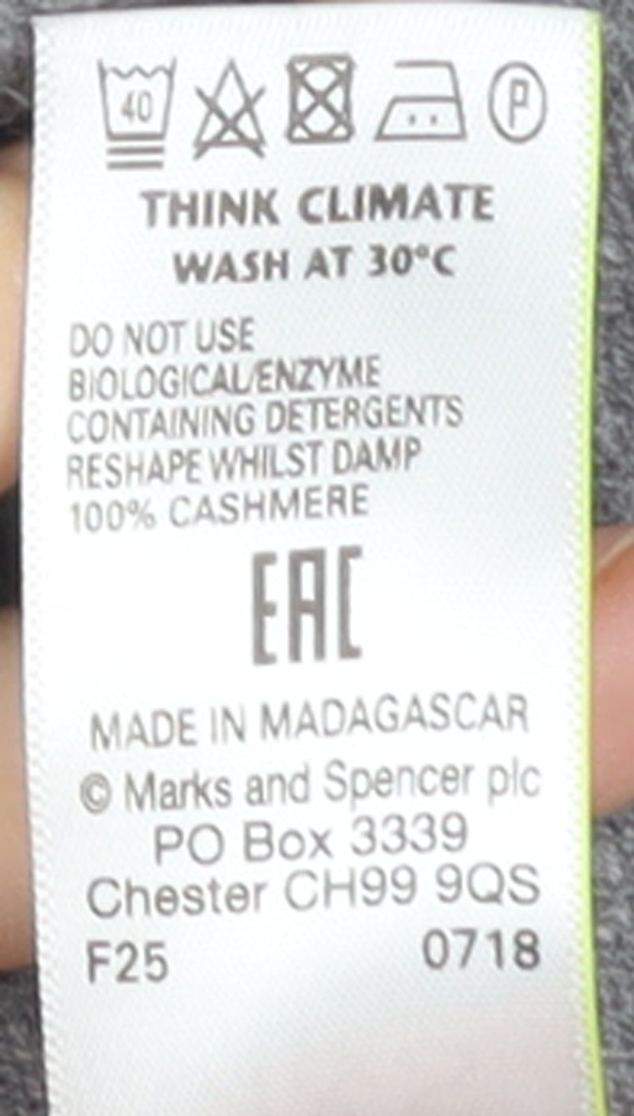Marks and Spencer Womens Grey Cashmere High Neck Jumper M