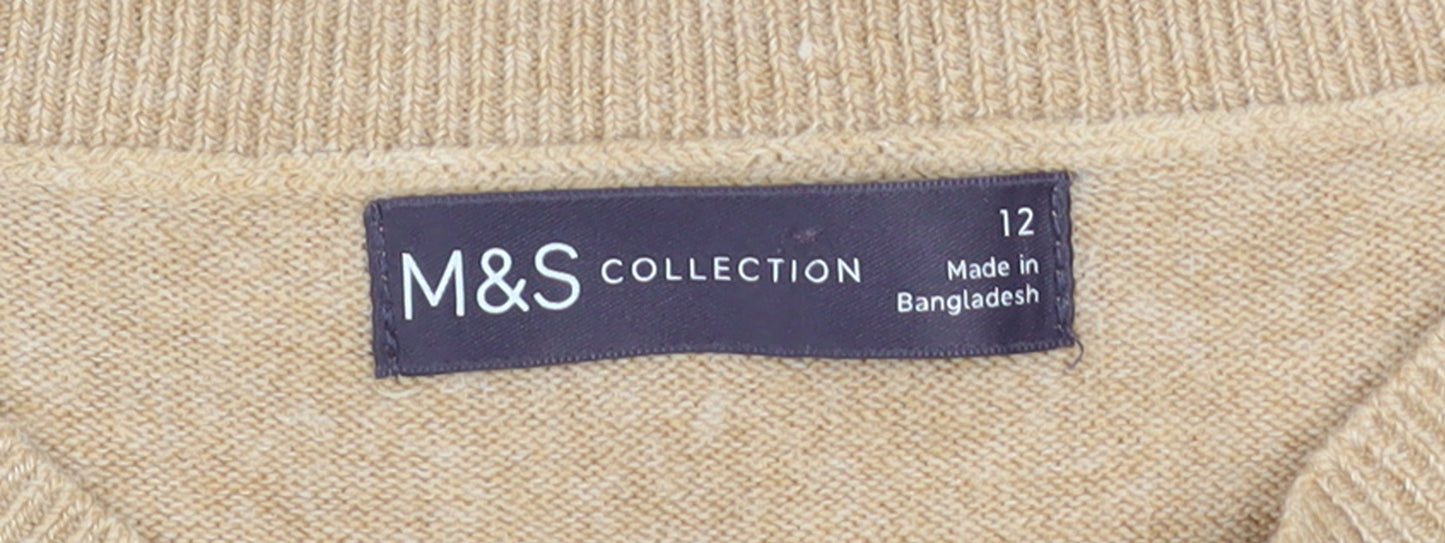 Marks and Spencer Women’s Beige Wool Cashmere Crew Neck Jumper Size 12