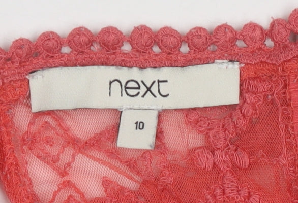 Next Women Pink Lace Long Sleeve Tunic Blouse Size 10