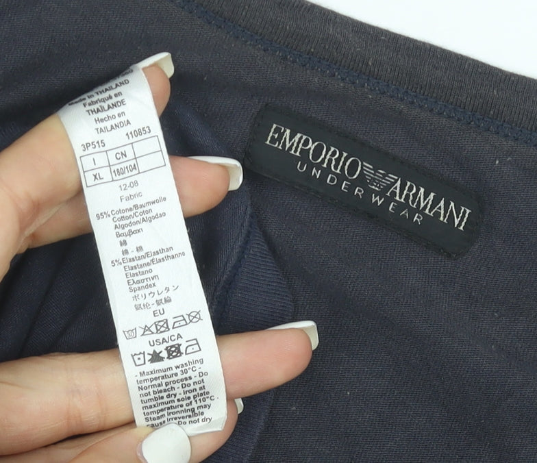 Emporio Armani Men's Blue XL Crew Neck Stretch Cotton T-Shirt