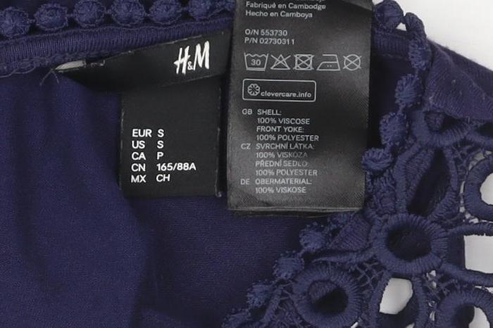 H&M Women's Blue Crochet Trim Sleeveless Camisole Top Size S