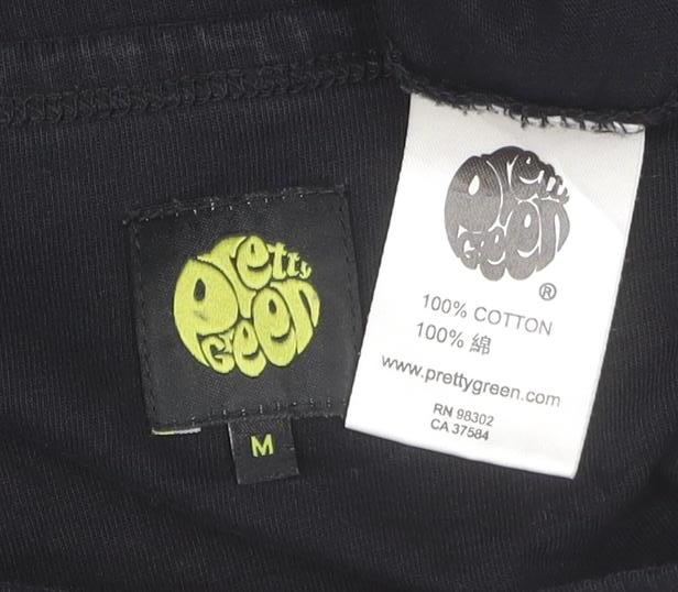 Pretty Green Men's Black Cotton Graphic Print T-Shirt M