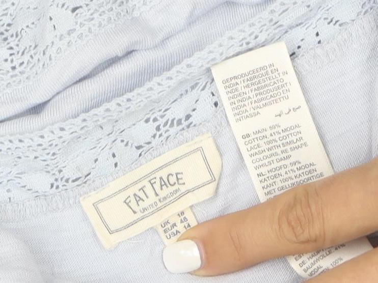 Fat Face Women’s Blue Lace Trim Button Camisole Blouse Size 16