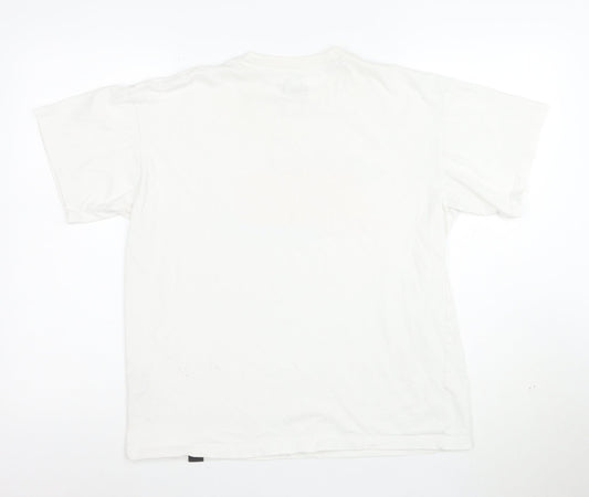Pull&Bear Men's White Graphic Print T-Shirt Size S