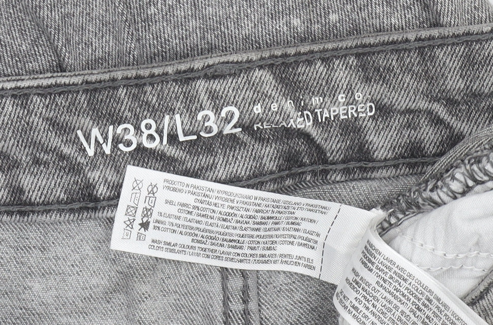 Denim Co Men's Grey Relaxed Tapered Jeans W38 L32