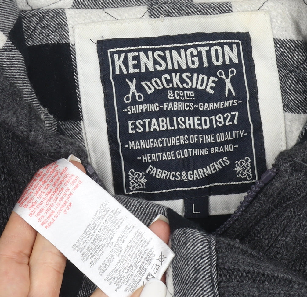 Kensington Dockside Men's Grey Hooded Duffle Jacket Size L Wool Blend