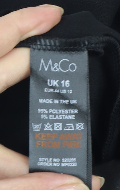 Additional view of M&Co Petite Black High Rise Stretch Leggings UK 16 Polyester Blend