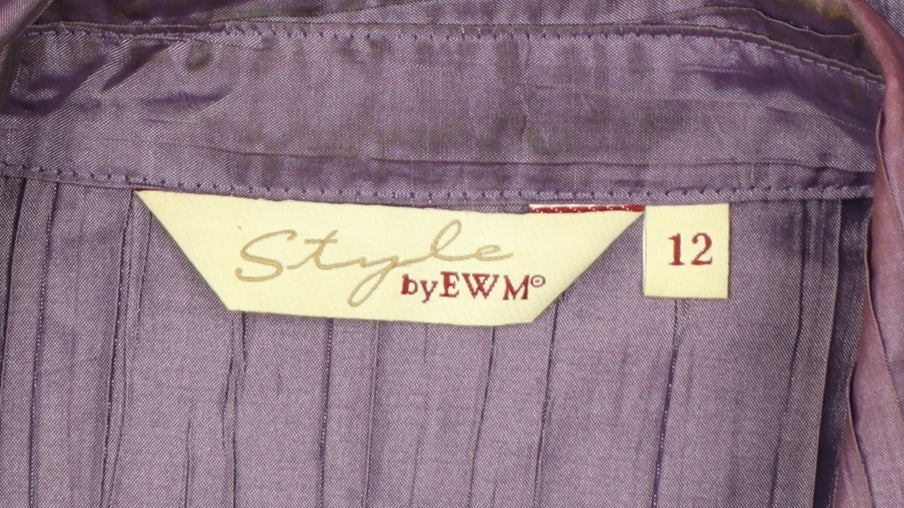 Style by EWM Womens Purple Blouse Size 12 Long Sleeve Satin