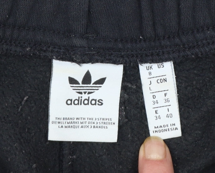 Adidas Womens Black Jogger Trousers Size 8 Cotton Blend
