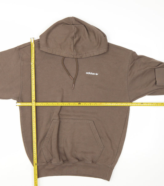 Adidas Women Brown Pullover Hoodie Small Logo Graphic Print