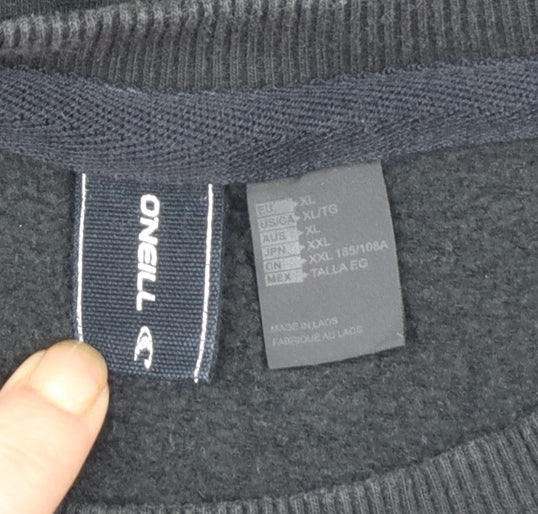 Brand and care label for O'Neill men’s black xl pullover sweatshirt california graphic