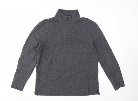 Club Room Men's Grey Cotton Half Zip Jumper Size L