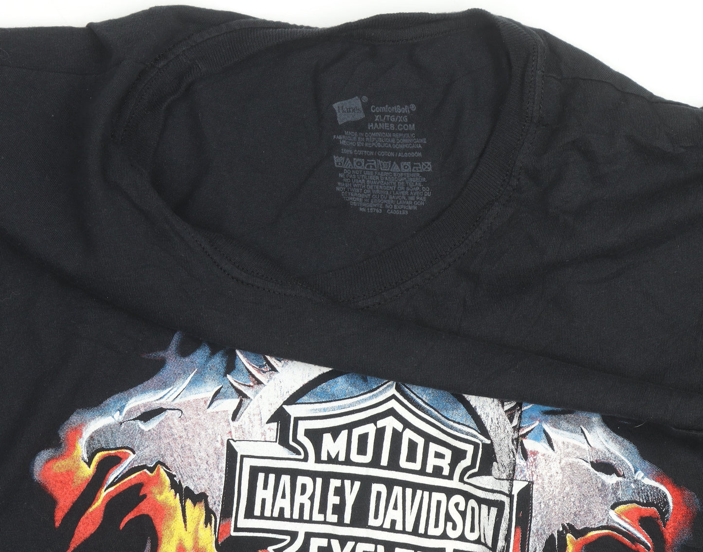 Hanes Harley-Davidson Men's Black XL Flame Graphic Biker T-Shirt