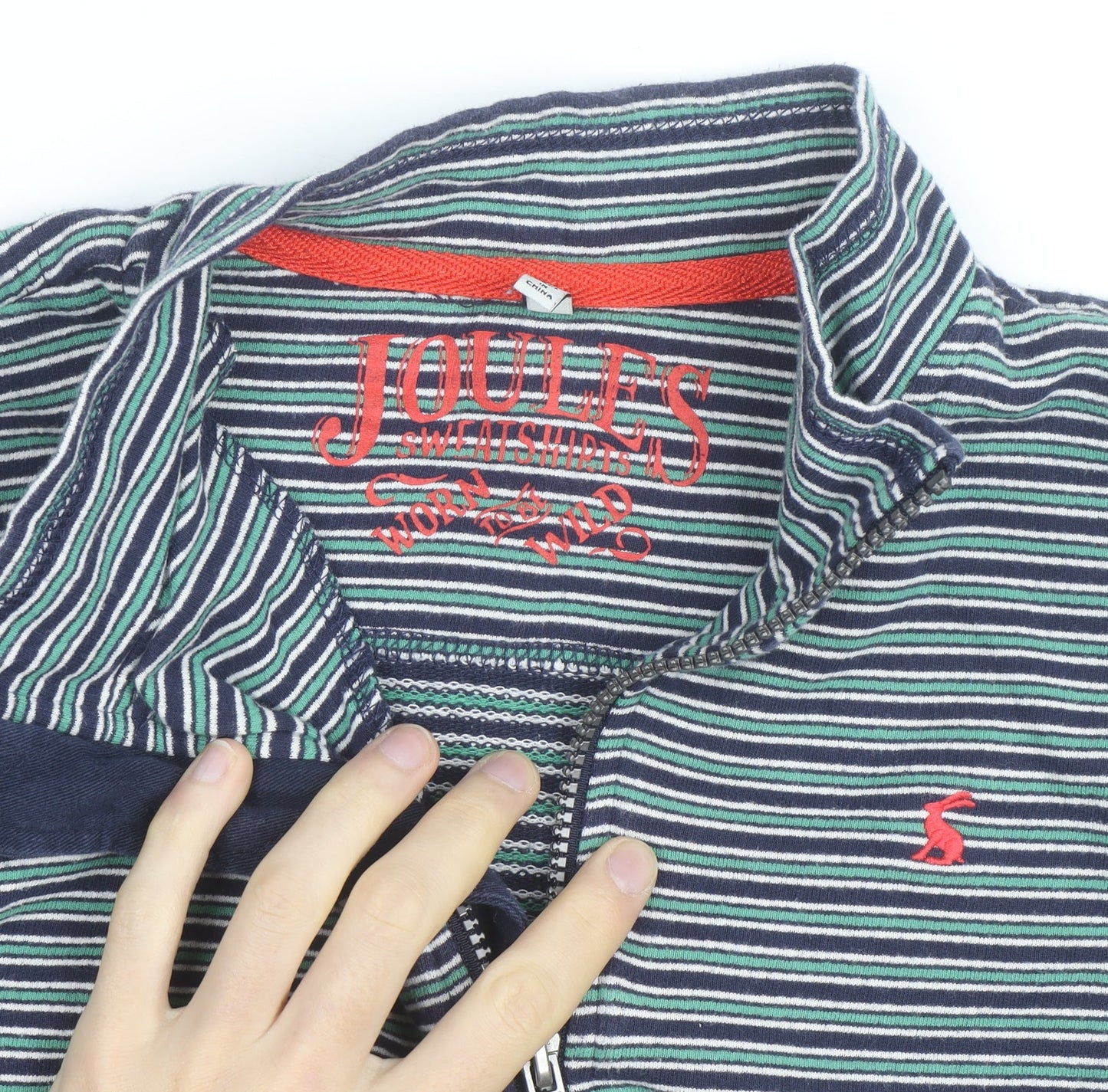 Joules Boys Blue Stripe 1/4 Zip Cotton Jumper 11-12 Years