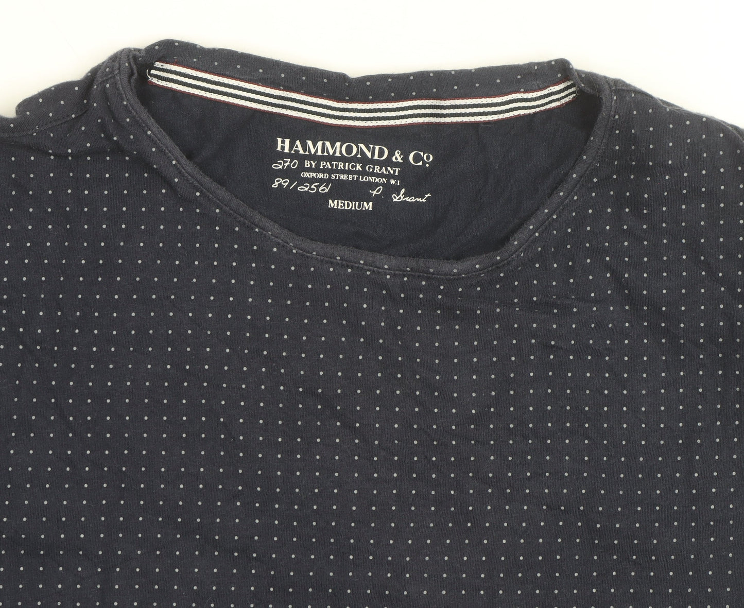 Hammond & Co. Men’s Navy Polka Dot Crew Neck Cotton T-Shirt Medium