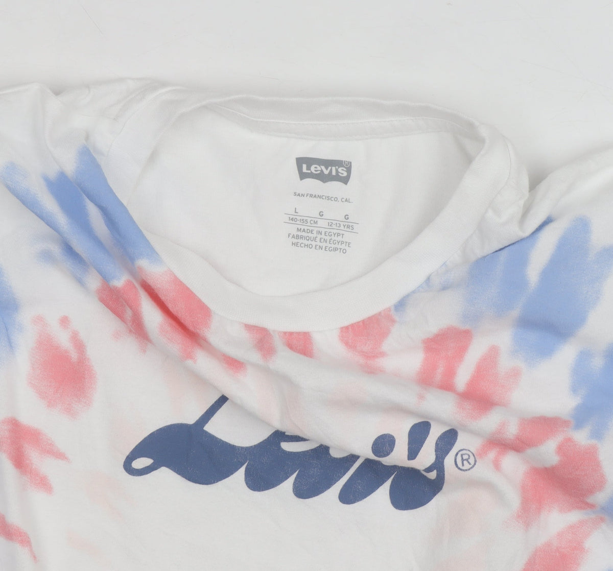 Additional view of Levi's girls’ multicoloured tie-dye logo cropped t-shirt 12-13 years