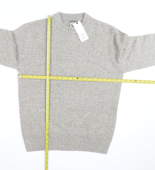Next Men's Beige Knit Crew Neck Pullover Jumper Size M
