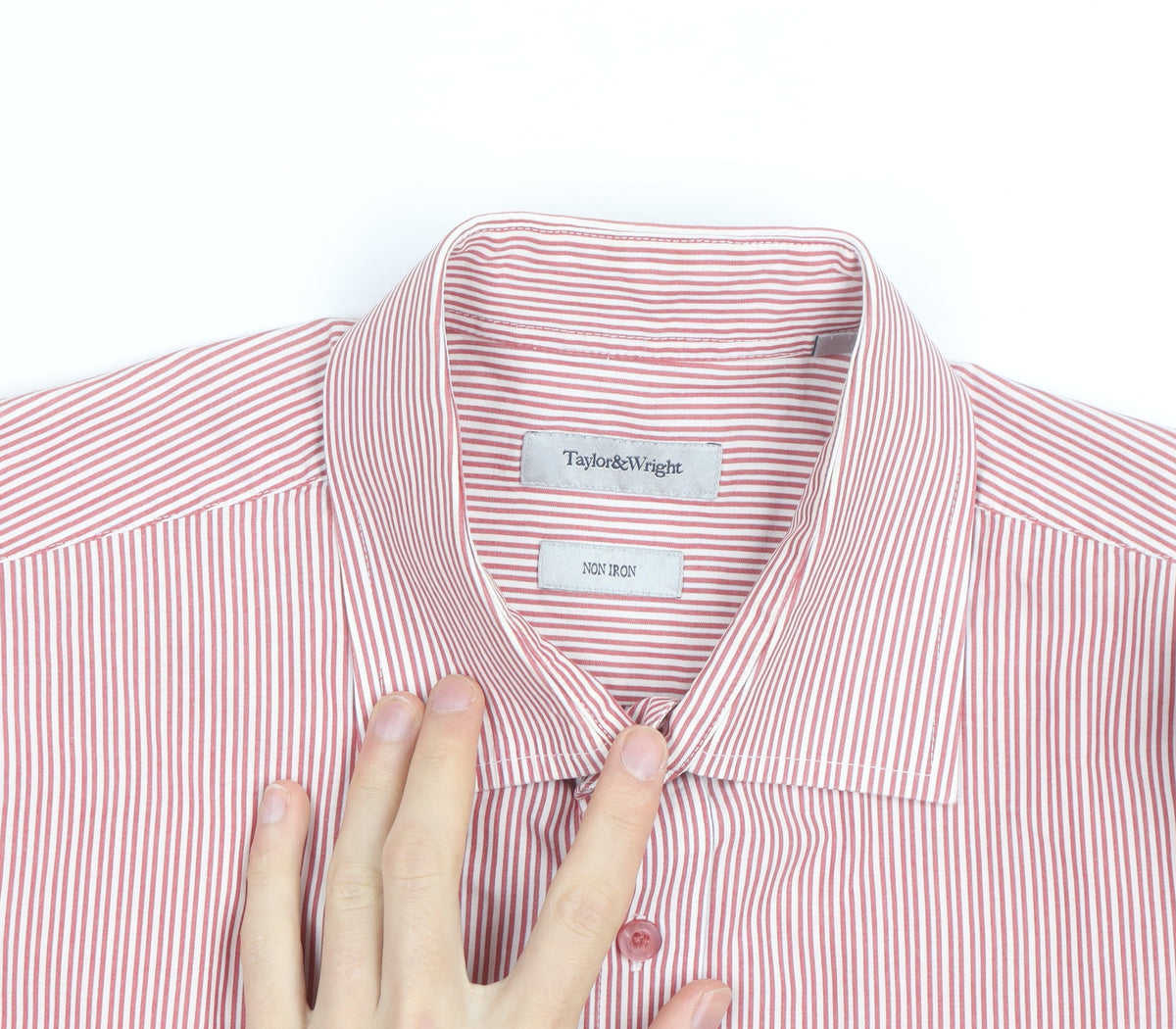 Additional view of Taylor & Wright Men's Red Striped 16.5in Non-Iron Cotton Blend Shirt