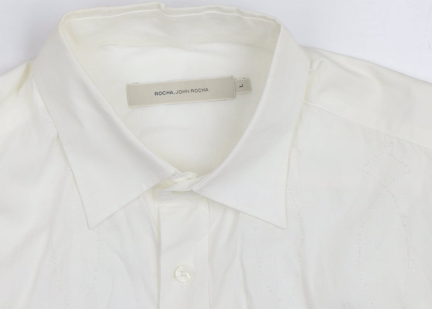 Rocha John Rocha Men's White Regular Fit Long Sleeve Button-Up Shirt L