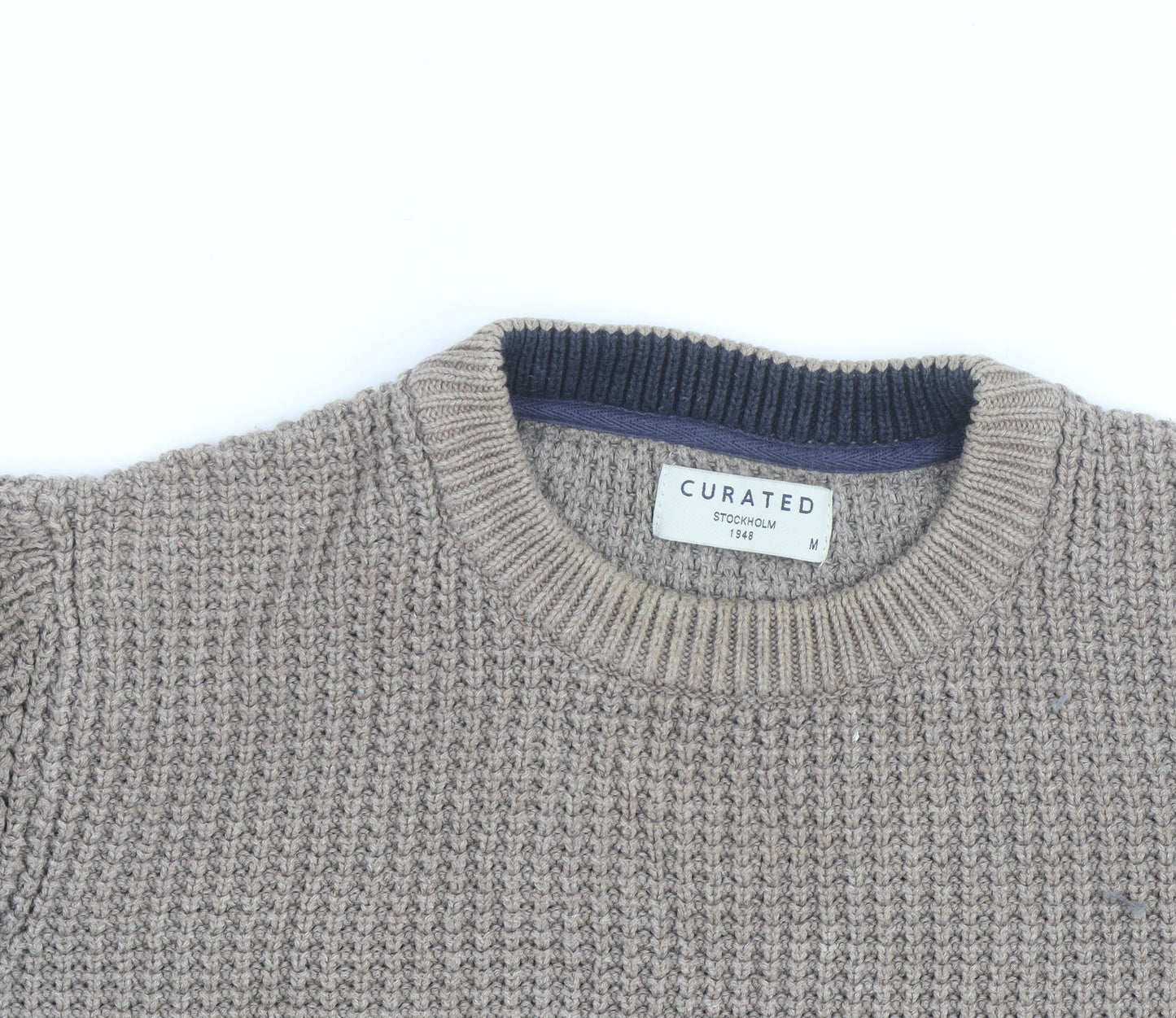 Curated Stockholm Men’s Beige Cotton Chunky Knit Jumper M
