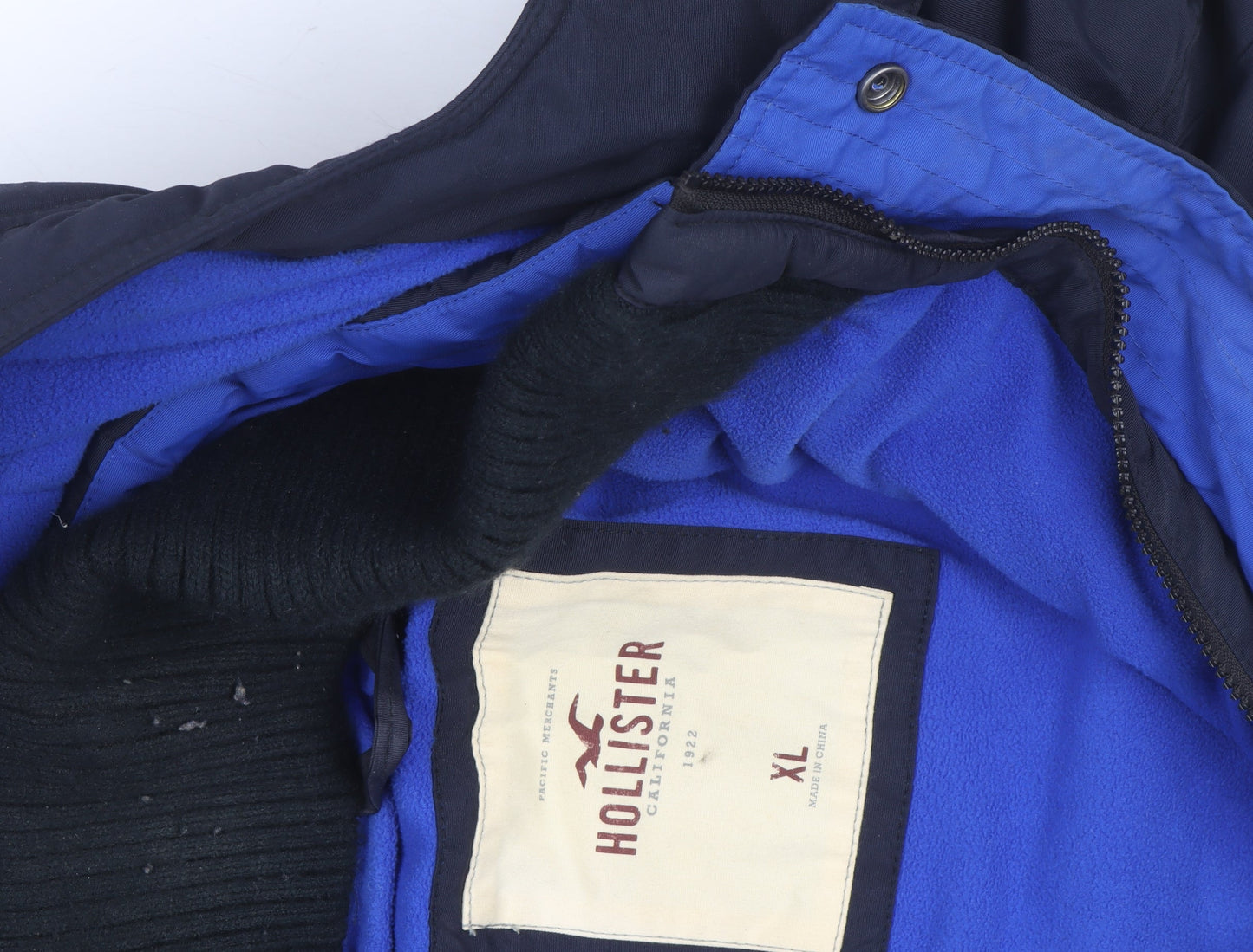 Hollister Men's Blue XL Hooded Puffer Jacket Winter Coat