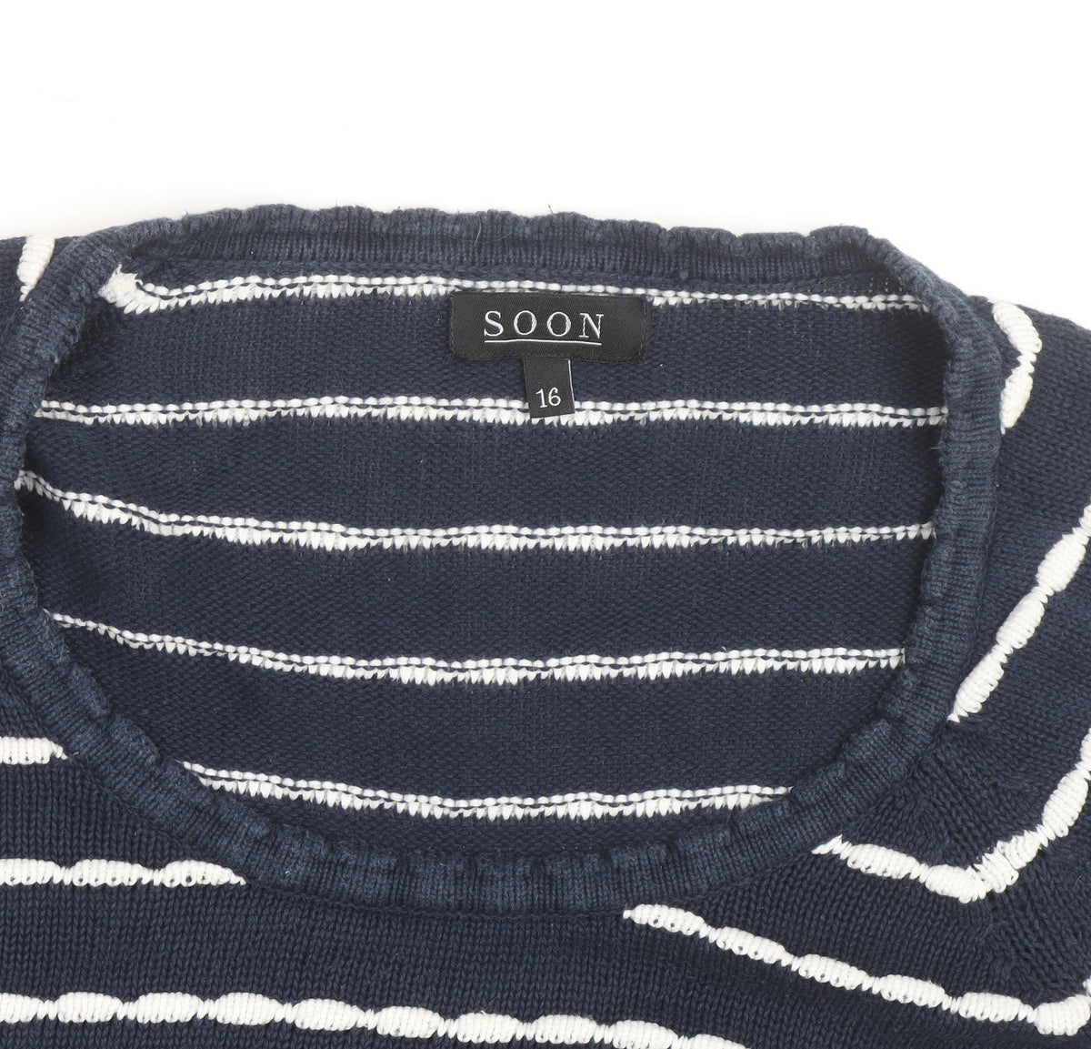 Additional view of Soon Women's Blue White Striped Cotton Jumper, size 16