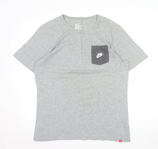 Nike Men's Grey Crew Neck Athletic Fit Cotton T-Shirt Size L