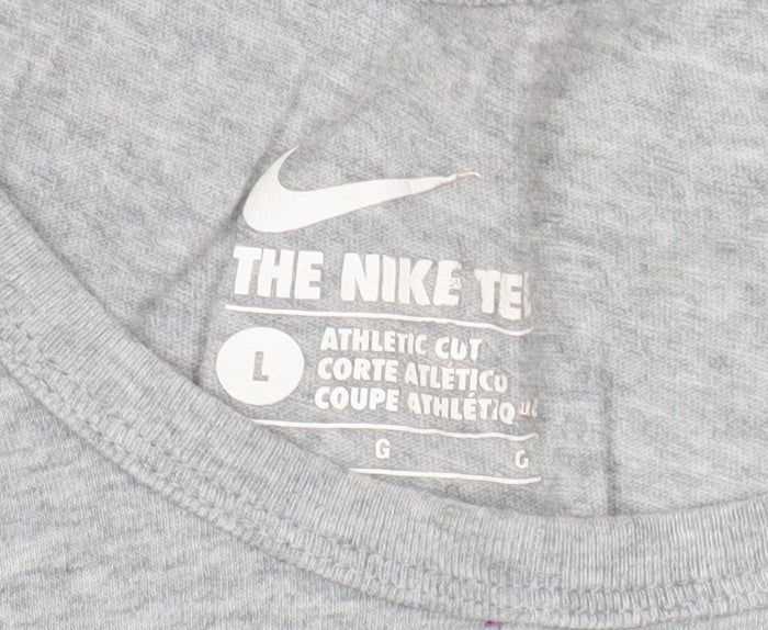 Nike Men's Grey Crew Neck Athletic Fit Cotton T-Shirt Size L