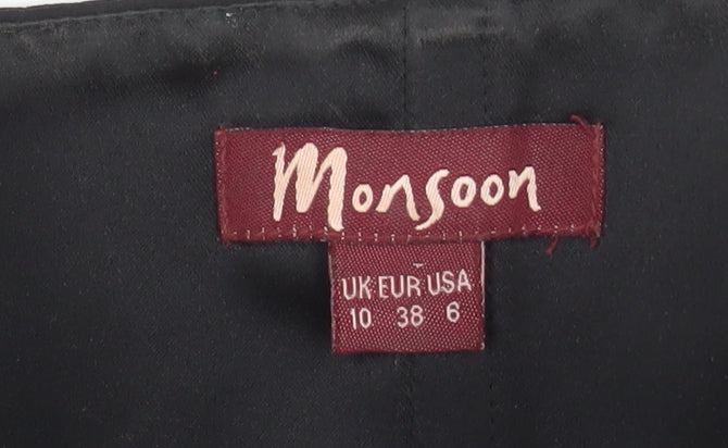 Monsoon Women’s Black Strapless Beaded Satin Blouse UK 10