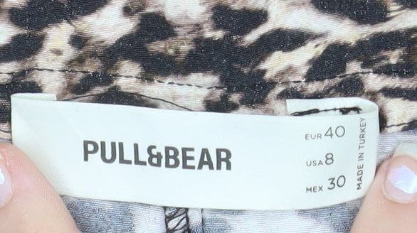 Pull & Bear Womens Brown Animal Print Slim Fit Leggings Size 12