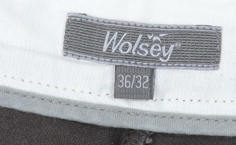 Wolsey Men's Brown Cotton Chino Trousers Size 36x32 Classic Fit