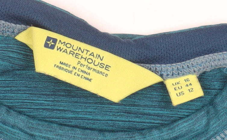 Mountain Warehouse Womens Blue Active T-Shirt UK 16 Polyester Performance Top