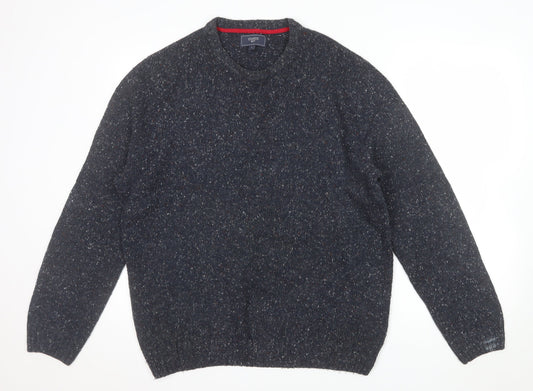 Atlantic Bay Men's Blue Knit Crew Neck Pullover Jumper Size L