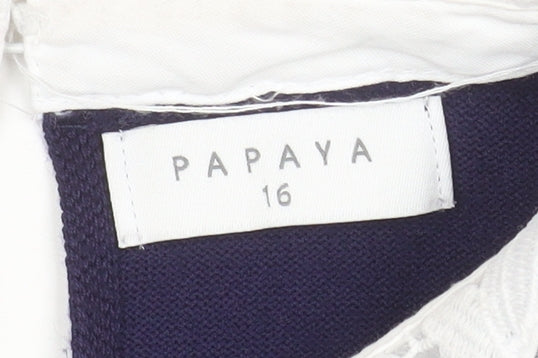 Additional view of Papaya Women's Blue Collared Knit jumper, size 16