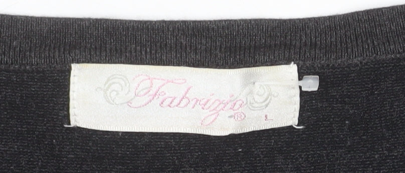 Fabrizio Women’s Grey Striped 3/4 Sleeve Pullover Jumper L