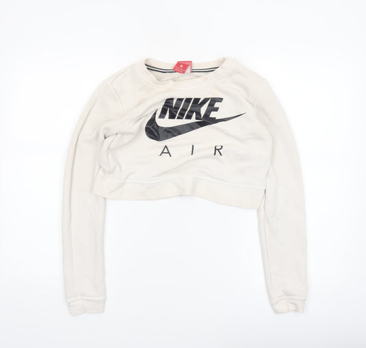 Nike Air Women Beige XS Cropped Pullover Sweatshirt