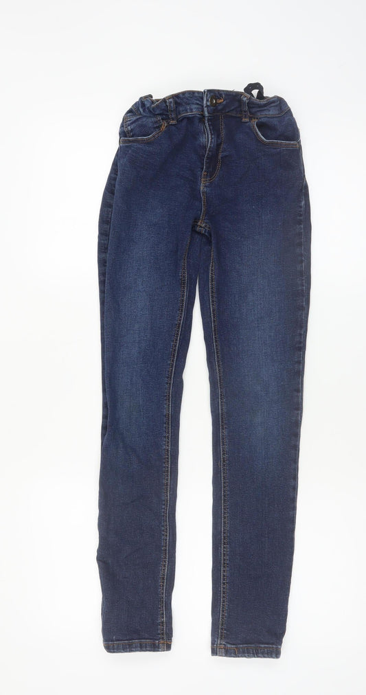 Additional front view of Denim Co boys’ blue skinny jeans 12-13 years adjustable waist cotton