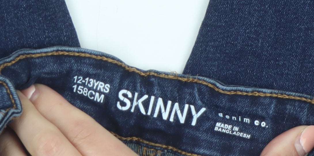 Denim Co Boys Blue Skinny Jeans 12-13 Years Adjustable Waist Cotton