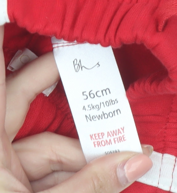 BHS Unisex Baby Red Cotton England Shorts Newborn Drawstring Waist