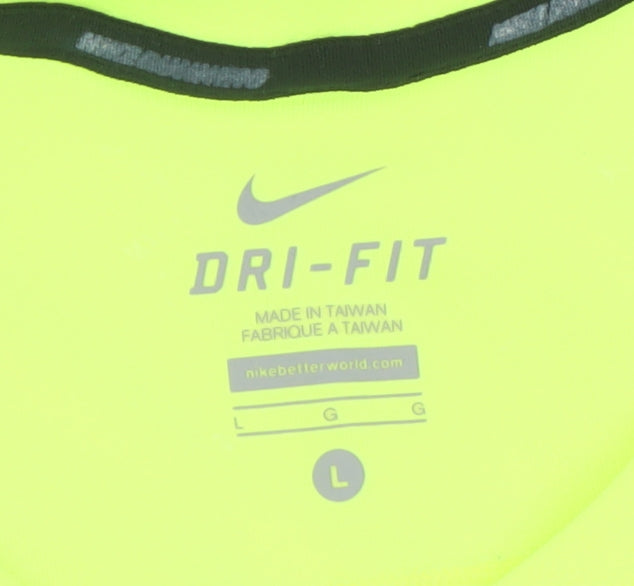 Nike Men's Yellow Dri-FIT Short Sleeve Running T-Shirt Size L