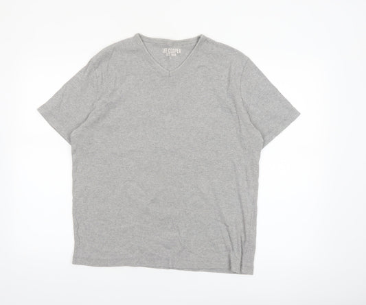 Lee Cooper Women’s Grey V-Neck Cotton Blend Short Sleeve T-Shirt L