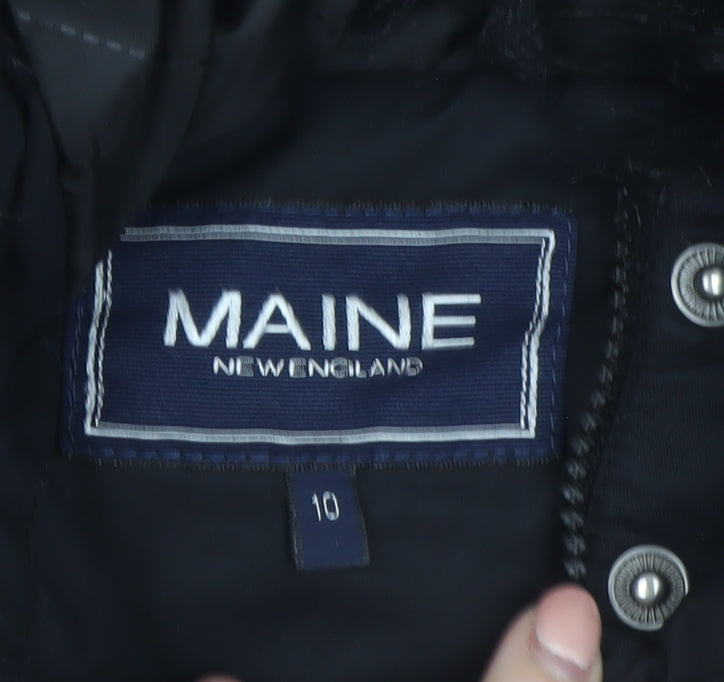 Maine New England Women's Black Hooded Parka Coat Size 10