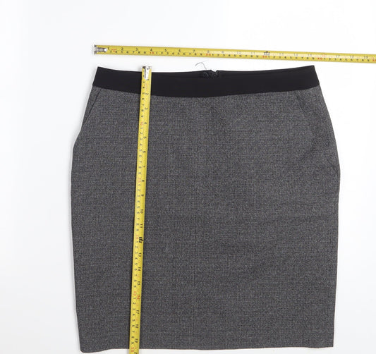 Next Women’s Grey Check Pencil Skirt Size 10 Workwear Stretch